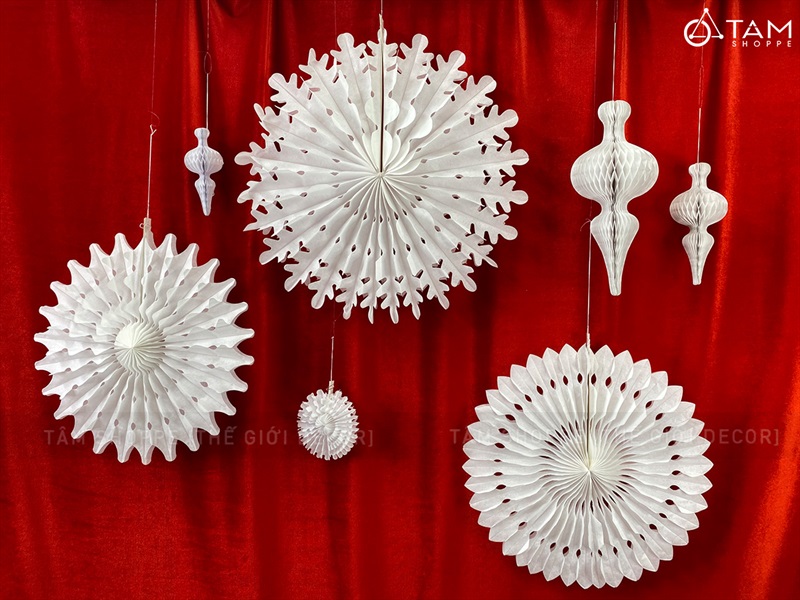 Giấy xếp Bông tuyết - Tuyết nhũ Trắng (Nhiều kiểu - Nhiều Size) GIAYXEP-01